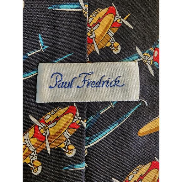 Paul Fredrick Men’s 100% Italian Silk‎ Tie Planes Hand Tailored USA - Picture 2 of 4